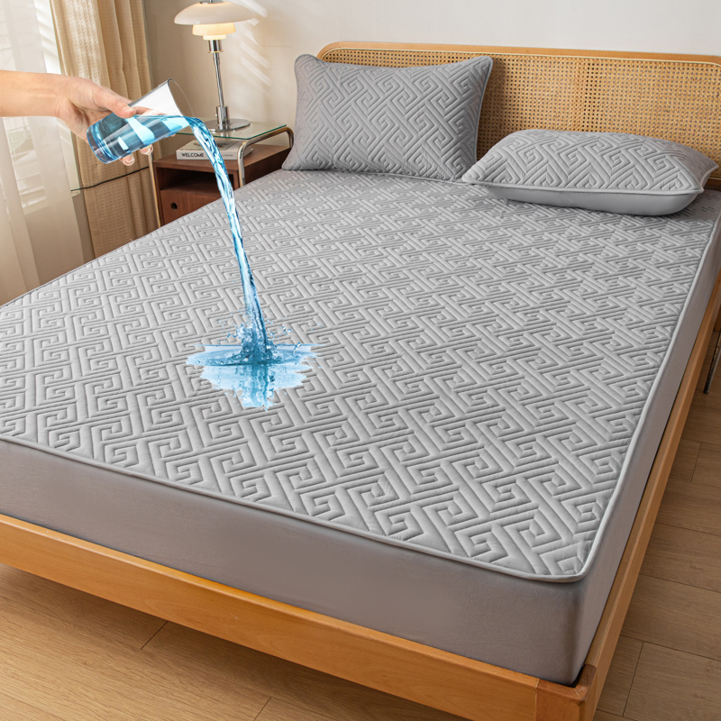 Waterproof Mattress Protector Breathable - 防水マットレスカバー 1枚 格子柄フィットシーツ マットレスプロテクター ツイン フル