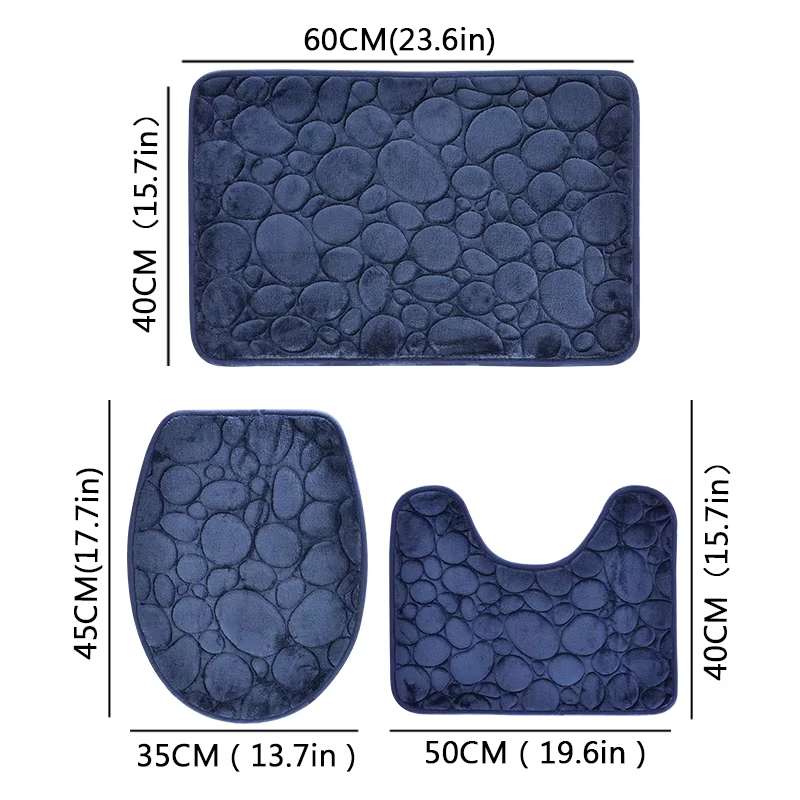 Quick Dry Diatomite Bath Mat - 3 ピース/セットバスマット滑り止めソフト速乾浴室ソフトラグ吸水速乾バスマット洗濯機で洗える家庭用床