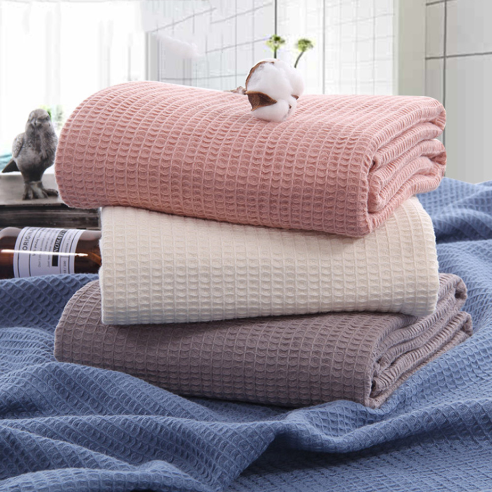 Muslin Cotton Bedspread - シフォンの夏のベッドカバー,グレー,ピンクのチェック柄,柔らかくて暖かい,大きい,軽くてリラックス,昼寝
