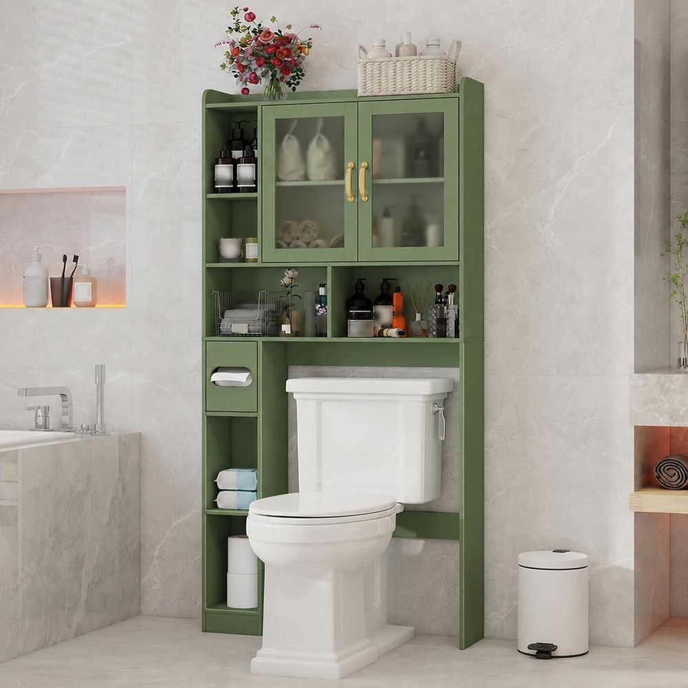 Storage & Organization - 省スペースのアクリル製トイレ上収納キャビネット、家庭用、バスルーム、トイレ、ランドリーに最適、グリーン