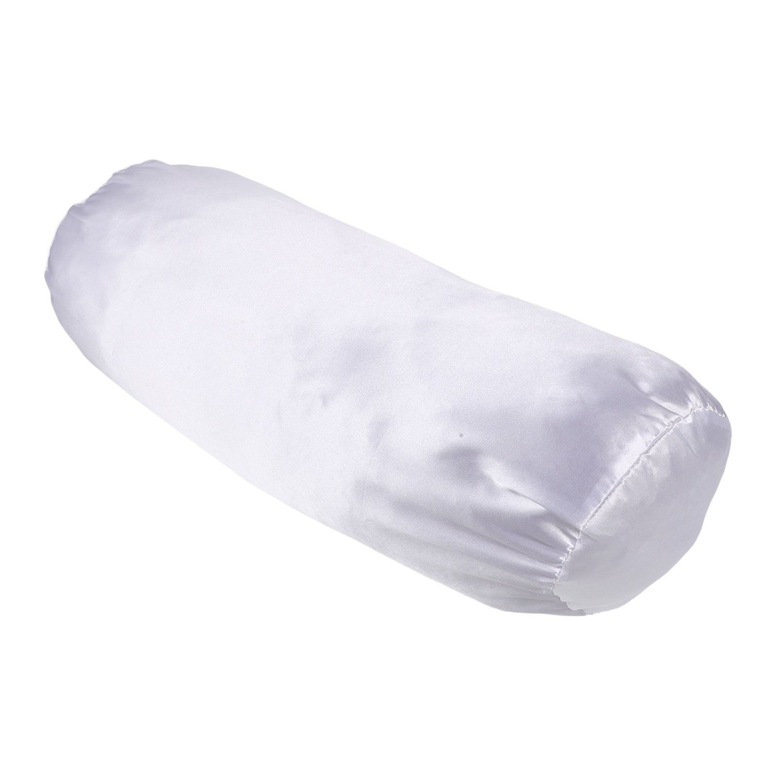 Satin Silk Pillowcase Hair Skin - ホワイトサテンネックロール枕カバー、丸型シルク枕カバー、ジッパー開閉、通気性ネックボルスタープロテクター、髪と肌の保護に