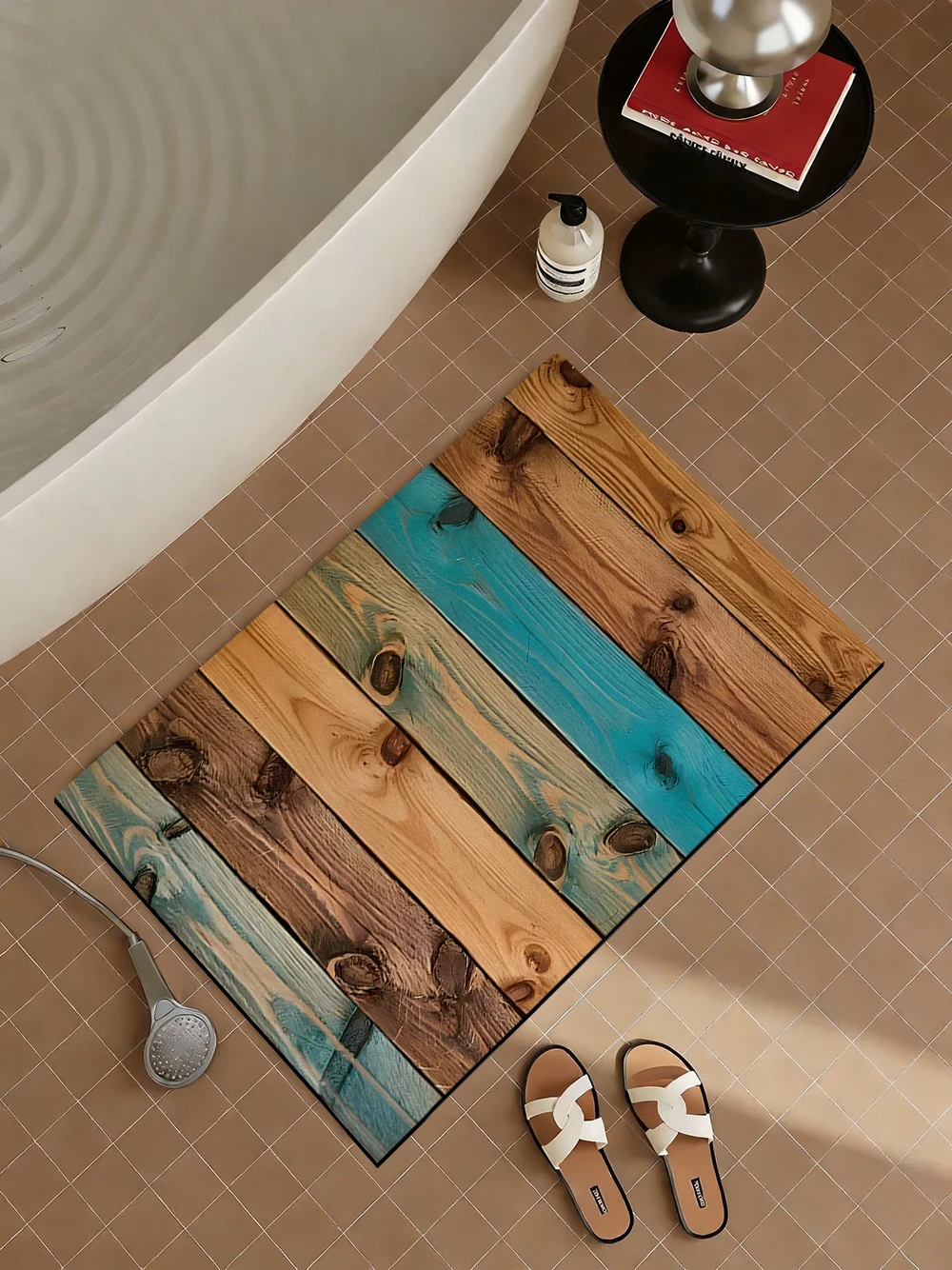 Quick Dry Diatomite Bath Mat - ヴィンテージ再生木材珪藻土バスマット、超吸水性、速乾性、滑り止め、浴室床用