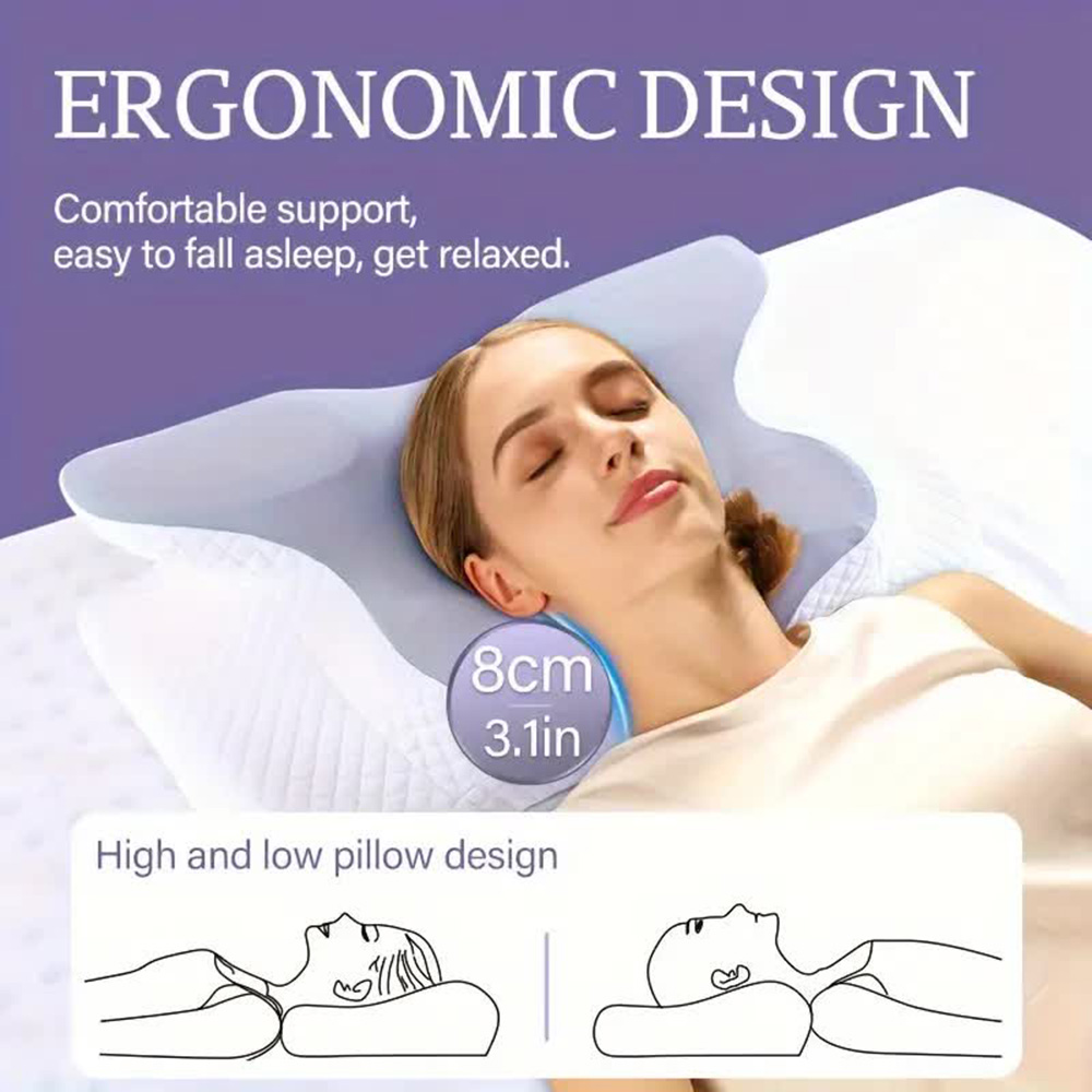 低反発枕蝶形リラックス頸椎低反発ネックピロー痛み緩和睡眠整形 - Memory Foam Orthopedic Pillow Neck Pain のレビューと価格