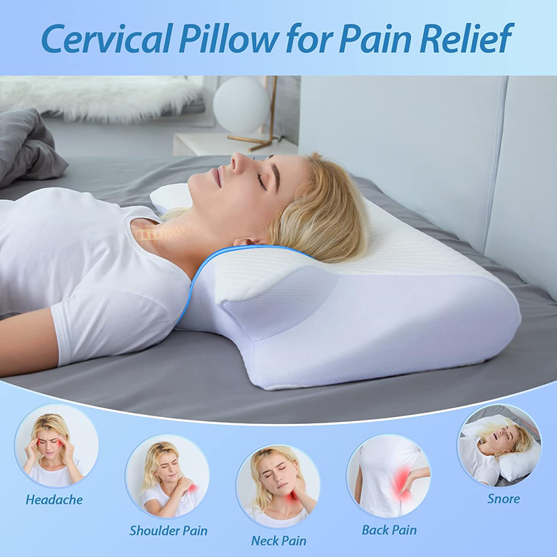 新しいメモリーフォーム頸椎枕 2 in 1 人間工学に基づい - Memory Foam Orthopedic Pillow Neck Pain のレビューと価格