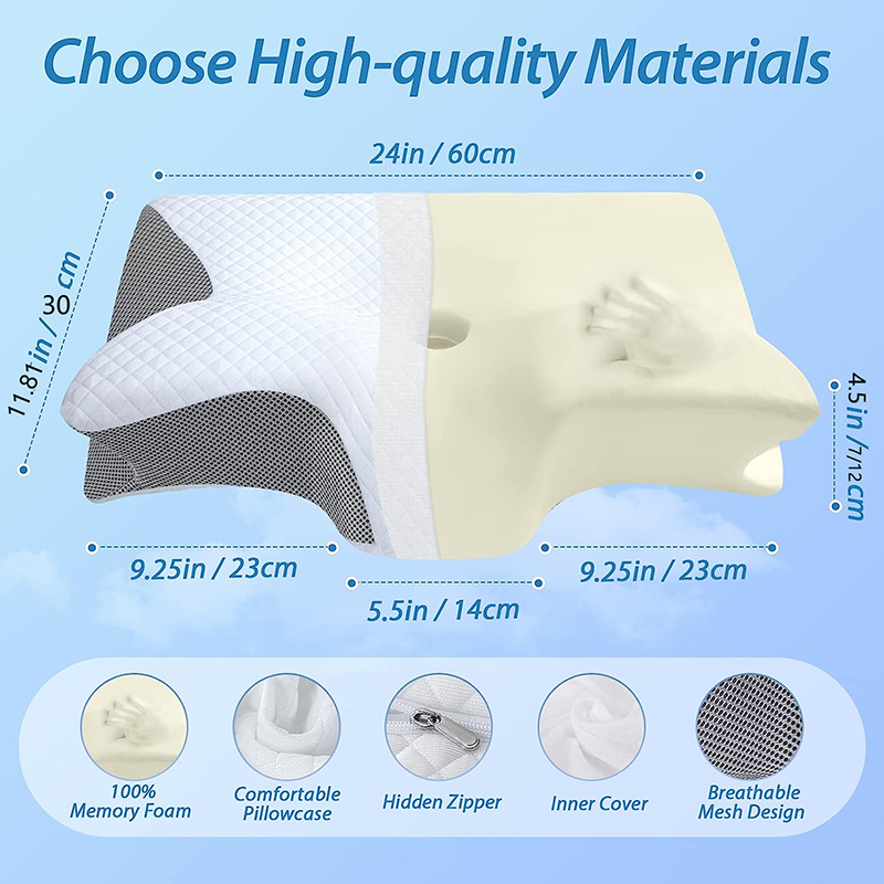 新しいメモリーフォーム頸椎枕 2 in 1 人間工学に基づい - Memory Foam Orthopedic Pillow Neck Pain のレビューと価格