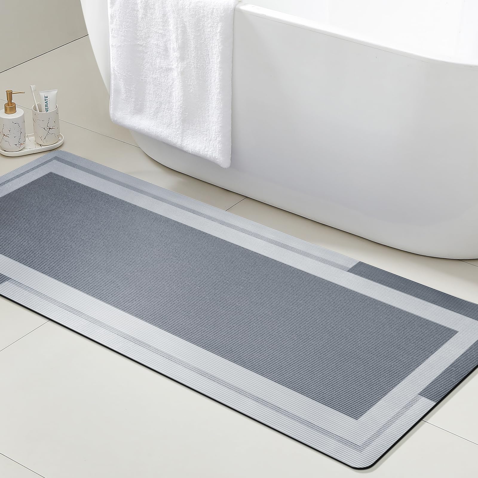 VIKAMAバスルームランナーラグ、滑り止めゴム裏地付き、速 - Quick Dry Diatomite Bath Mat のレビューと価格