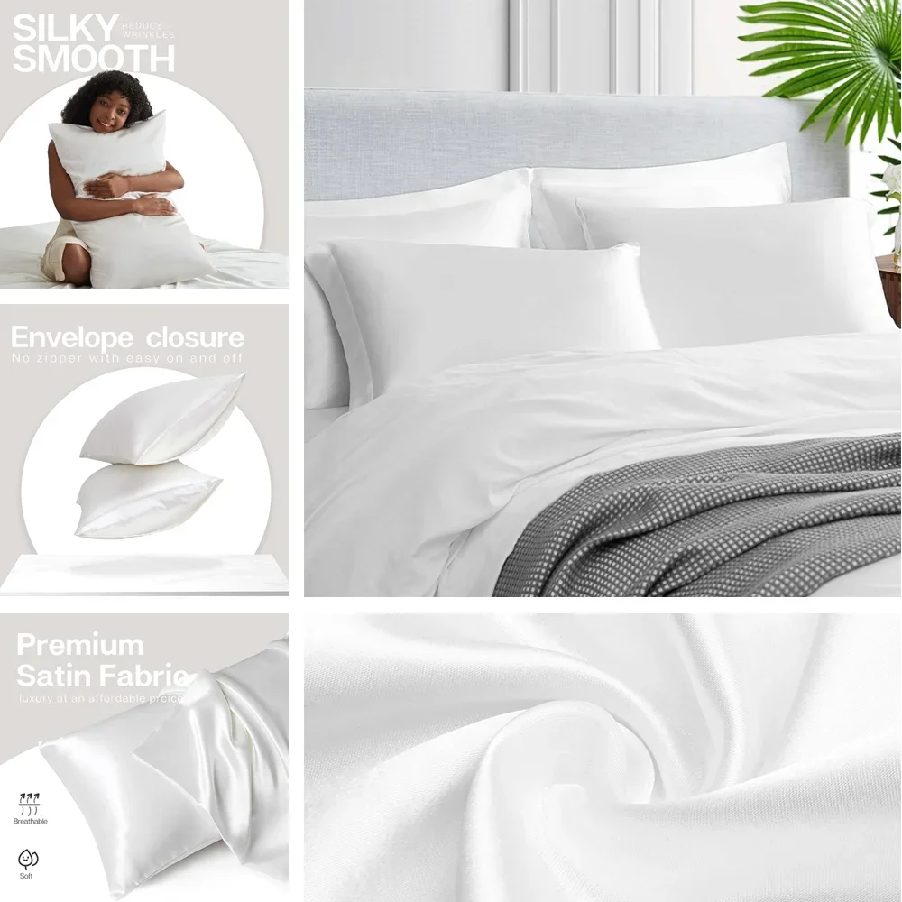 髪と肌用のサテン枕カバー 2 パック シルク枕カバーに似た非 - Satin Silk Pillowcase Hair Skin のレビューと価格
