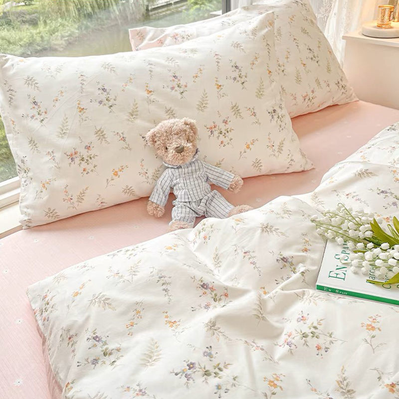 男の子と女の子のためのピンクの花柄の寝具セット,フラットシー - Aesthetic Floral Duvet Cover のレビューと価格