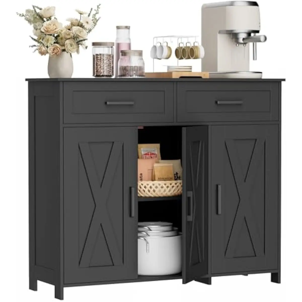 引き出し付きコーヒーバー収納キャビネット、キッチンビュッフェ - Storage & Organization のレビューと価格