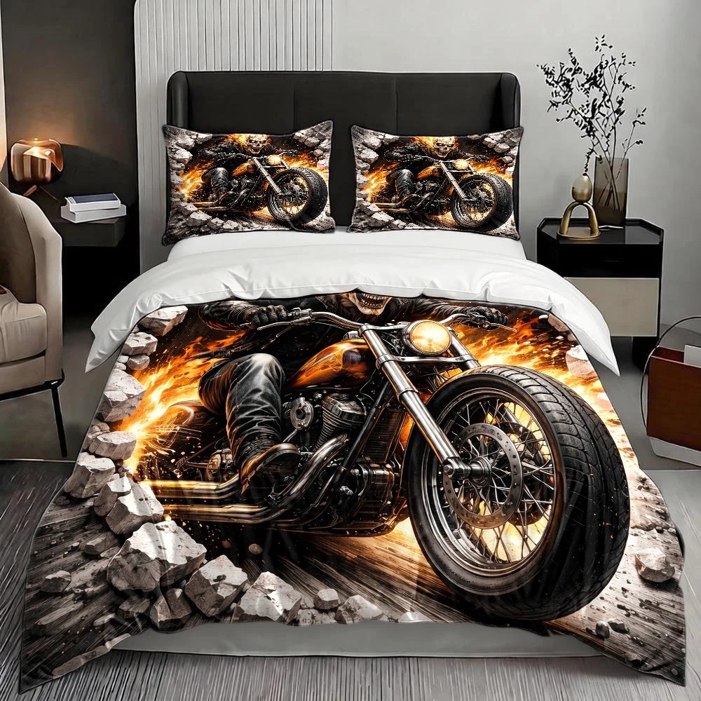 ゴーストライダー フレイムスカル バイク柄掛け布団カバーセッ - Duvet Cover Sets With Zipper のレビューと価格