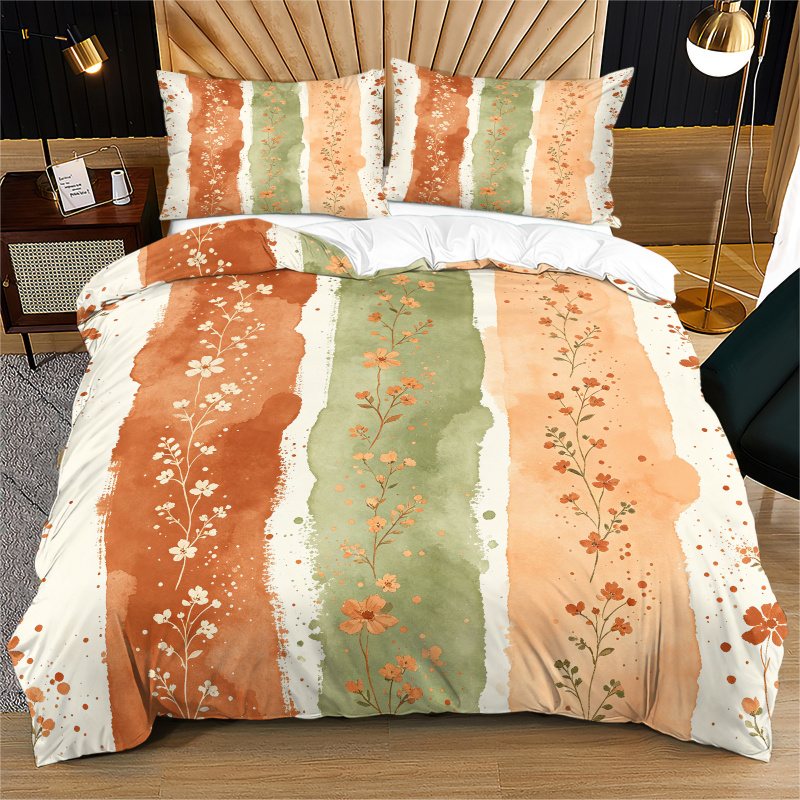 布団カバー水彩ストライプ花柄掛け布団カバー寝具セットフィラー - Aesthetic Floral Duvet Cover のレビューと価格