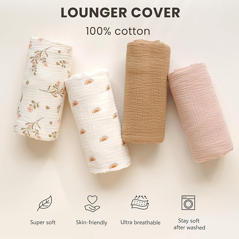 2 個ベビーラウンジャーカバーモスリンコットン新生児ベビーネ - Muslin Cotton Bedspread のレビューと価格