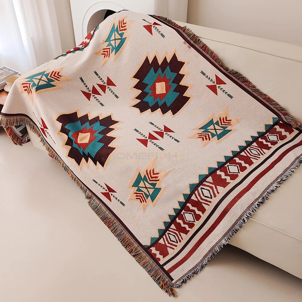 アステカブランケット オーバーサイズ ボヘミアン スローブラ - Boho Throw Blanket Fringe のレビューと価格