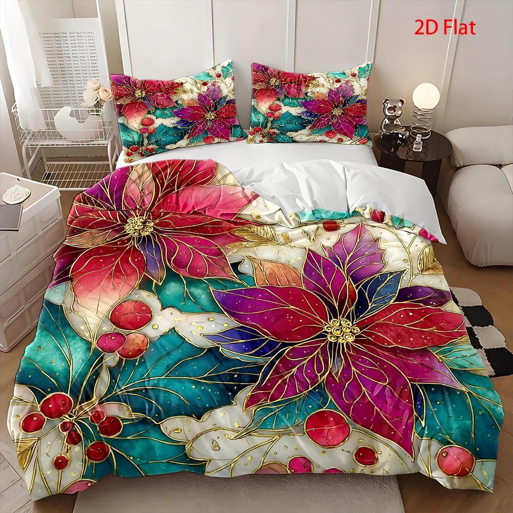クリスマス掛け布団カバーセット エレガントな花柄 100%ポ - Bedding のレビューと価格