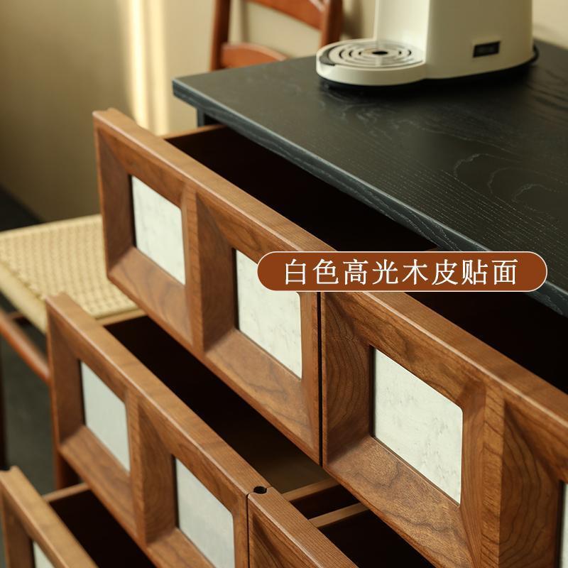 中世の6段チェスト、コントラストカラーの無垢材ブラック収納キ - Storage & Organization のレビューと価格