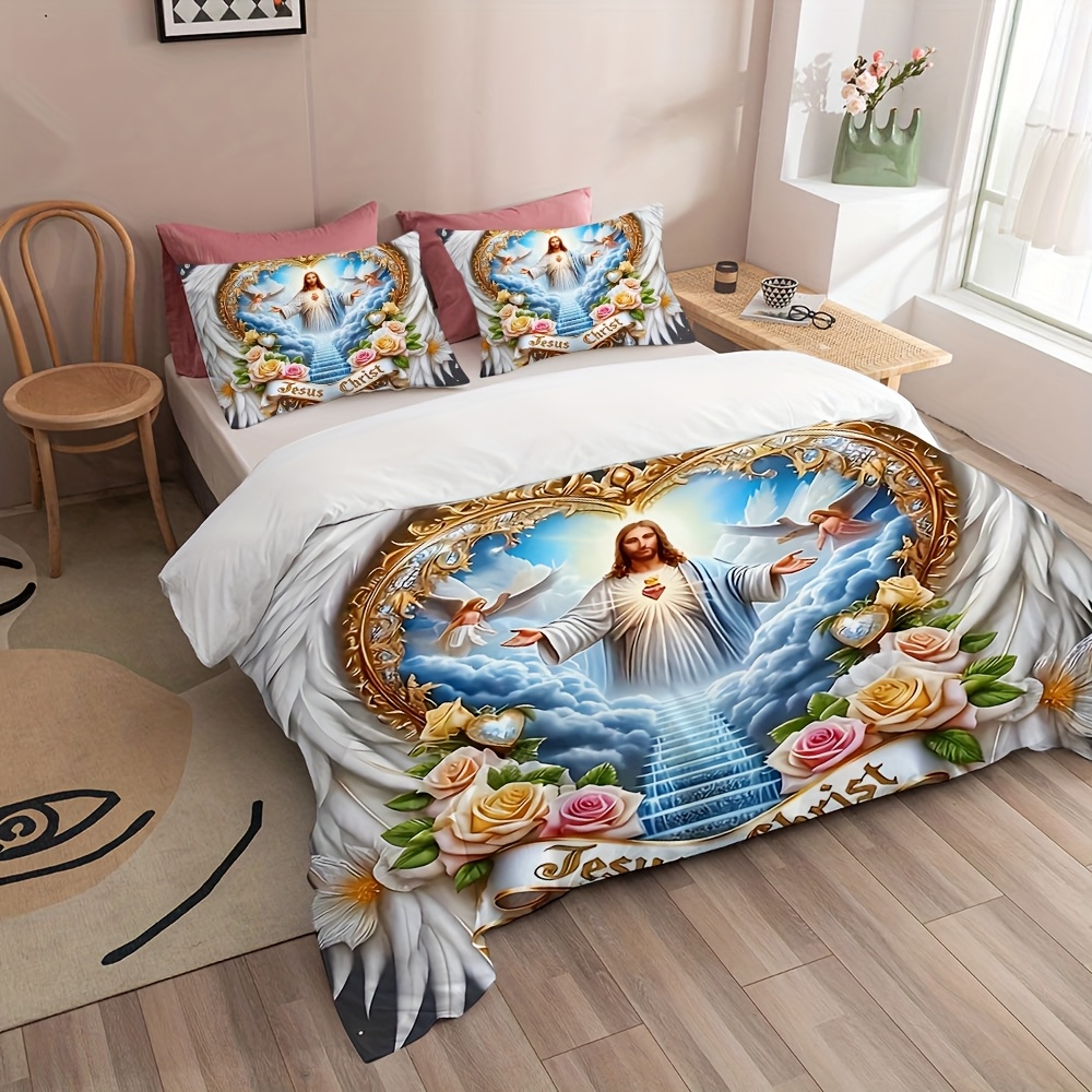 聖なる献身の翼 クロスフラワー エンジェル イエス 天国の扉 - Duvet Cover Sets With Zipper のレビューと価格