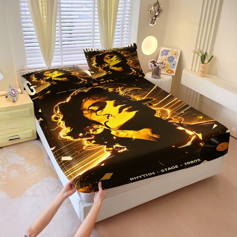 ポップアイコンマイケル・ジャクソンフィットシーツセットキング - Fitted Bed Sheets Deep Pocket のレビューと価格