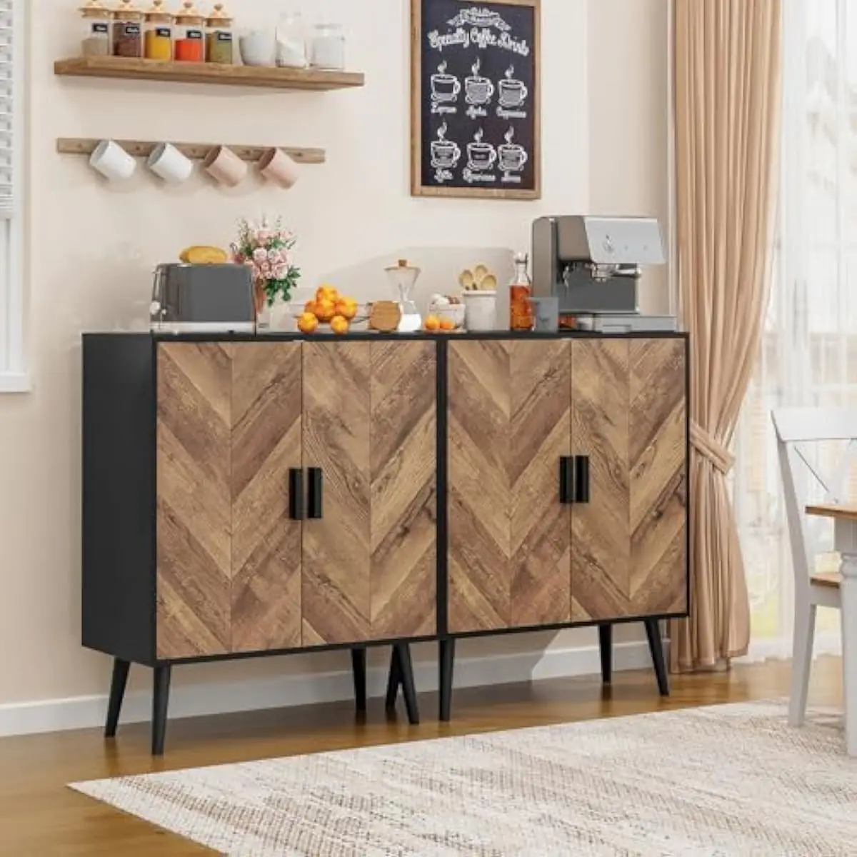 2つの調節可能な棚と隠し扉を備えた収納ユニット、ダイニング用 - Storage & Organization のレビューと価格
