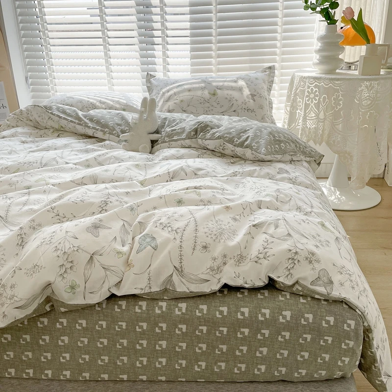綿100% 掛け布団カバーセット3点 (掛け布団カバー1枚+ - Aesthetic Floral Duvet Cover のレビューと価格