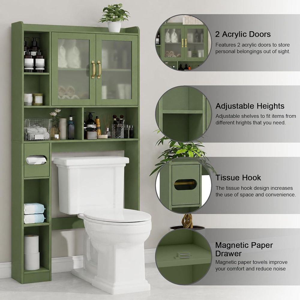 省スペースのアクリル製トイレ上収納キャビネット、家庭用、バス - Storage & Organization のレビューと価格