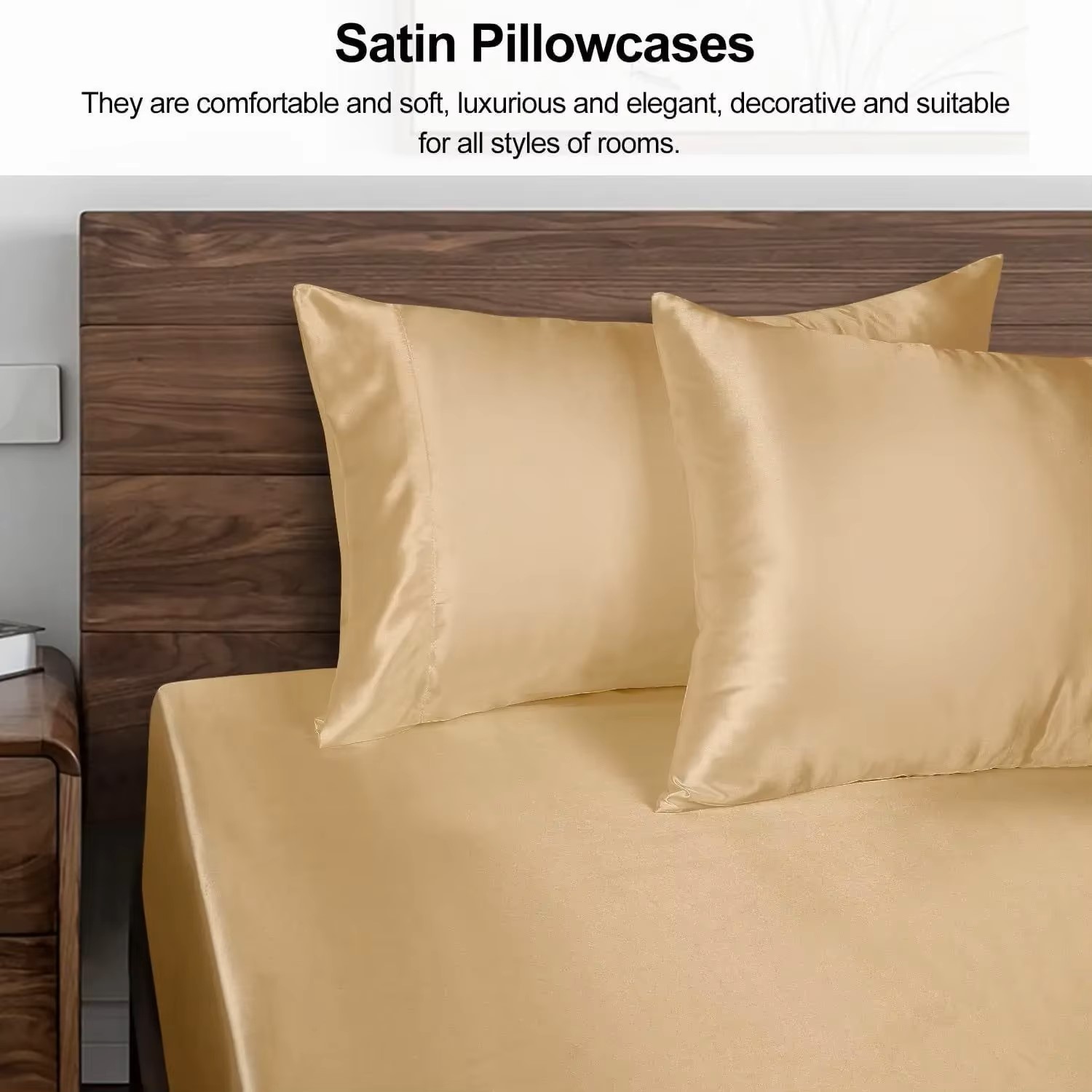1枚入りサテン枕カバー、髪に優しいシルクのような肌触り、滑ら - Satin Silk Pillowcase Hair Skin のレビューと価格