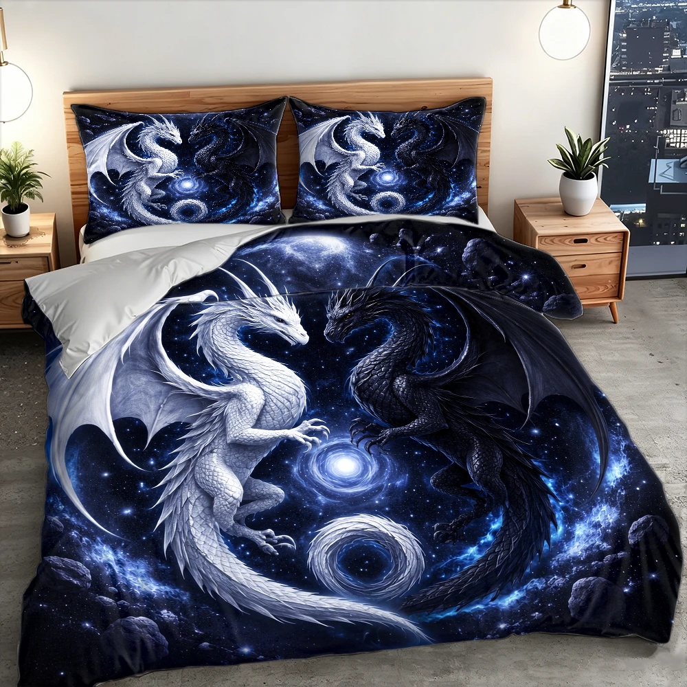 3ピース星空ドラゴントーテム布団カバーセット、3ピース寝具セ - Duvet Cover Sets With Zipper のレビューと価格