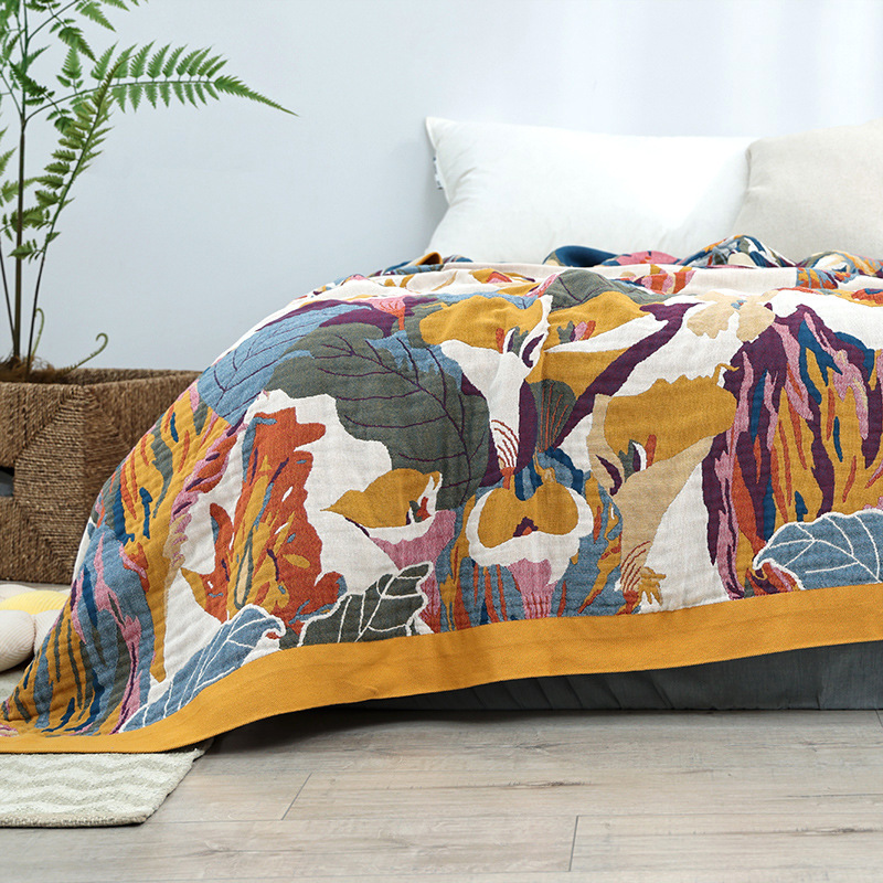 シフォンガーゼ付きのシンプルなコットンブランケット,シングル - Muslin Cotton Bedspread のレビューと価格
