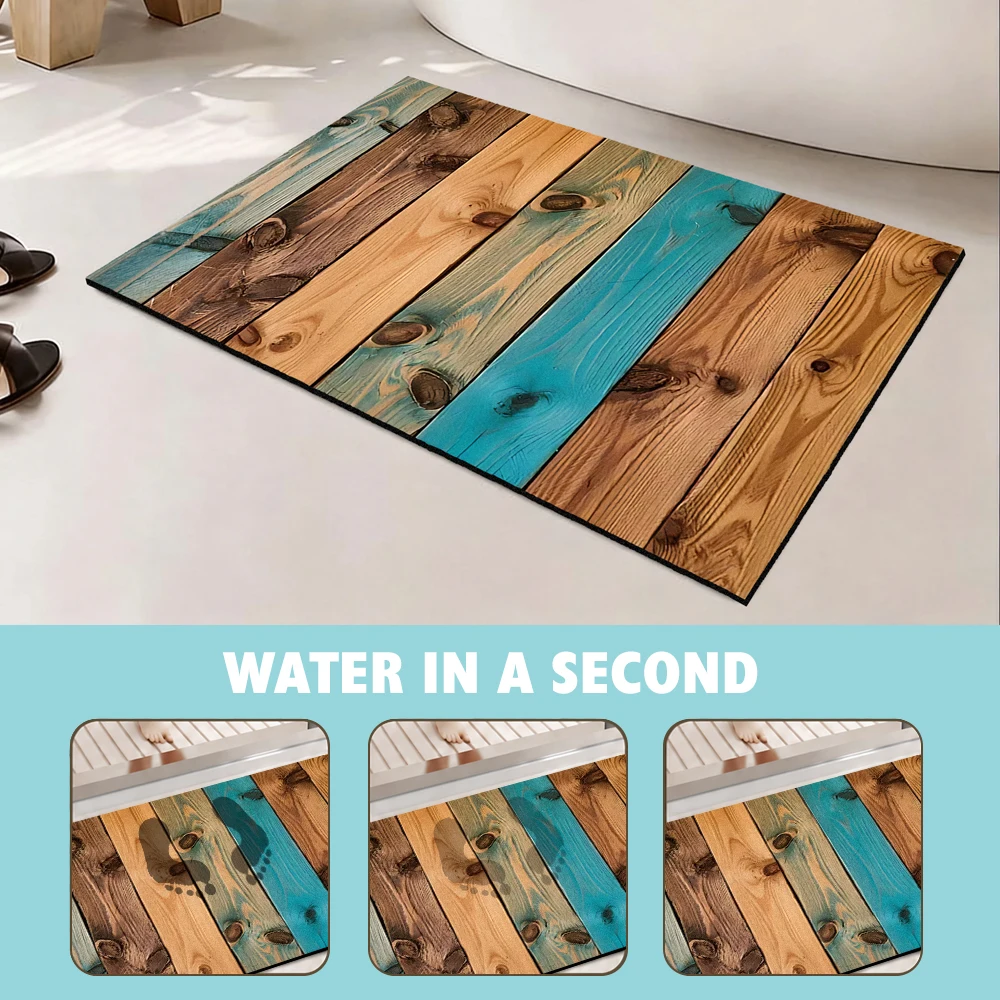 ヴィンテージ再生木材珪藻土バスマット、超吸水性、速乾性、滑り - Quick Dry Diatomite Bath Mat のレビューと価格