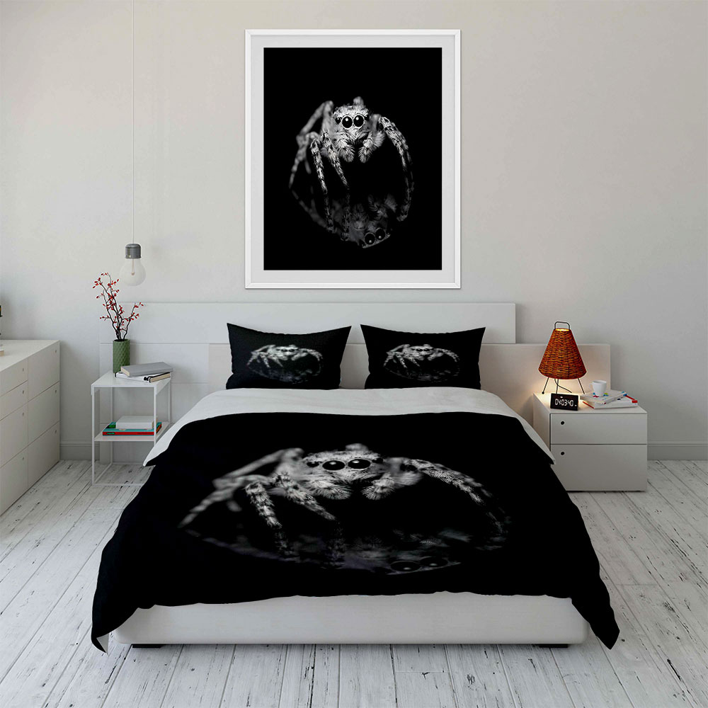 ジャンピングスパイダー黒と白のダークスタイルパターン布団カバ - Duvet Cover Sets With Zipper のレビューと価格